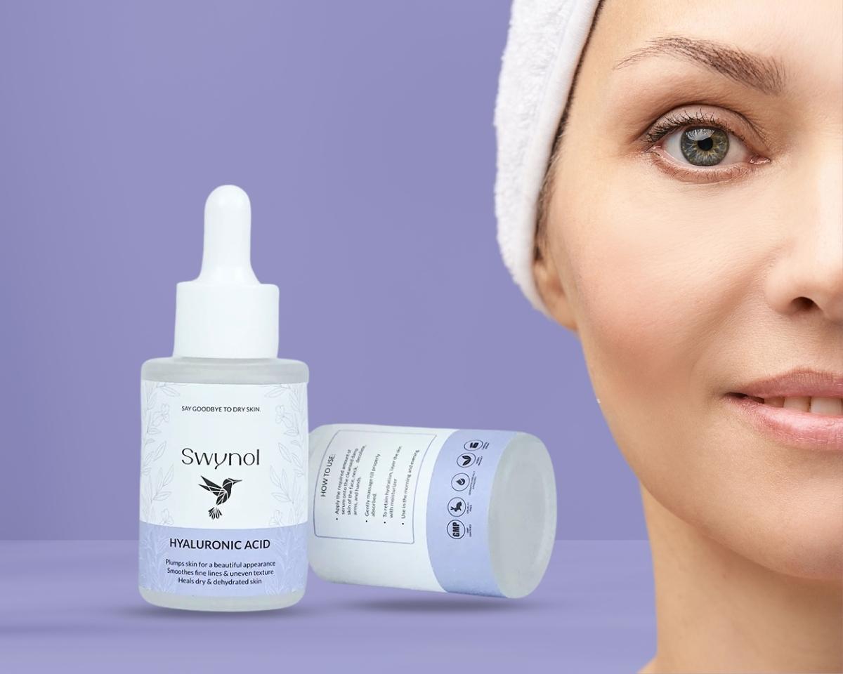 Pure Hyaluronic Acid Serum designed to deeply hydrate, plump skin, and deliver visible glow and smoothness for a refreshed, youthful appearance.