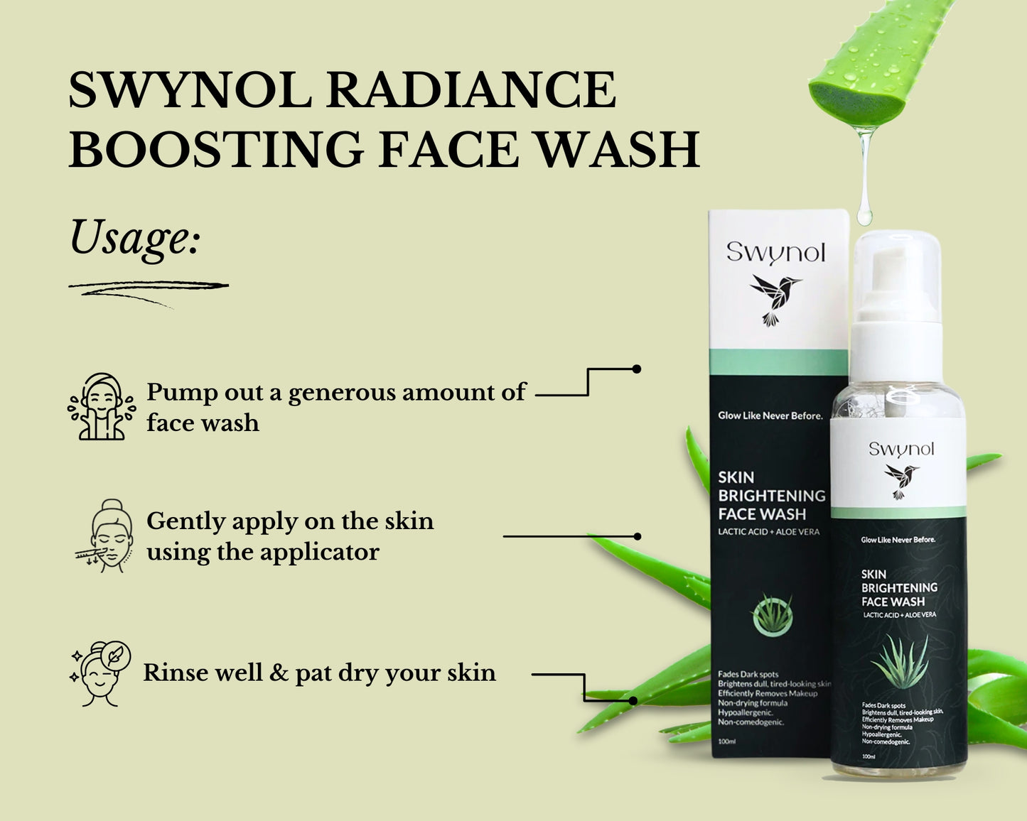 Gentle face wash infused with Aloe Vera and Lactic Acid to cleanse, hydrate, and target dull, dry, and uneven skin for a fresh, radiant look.