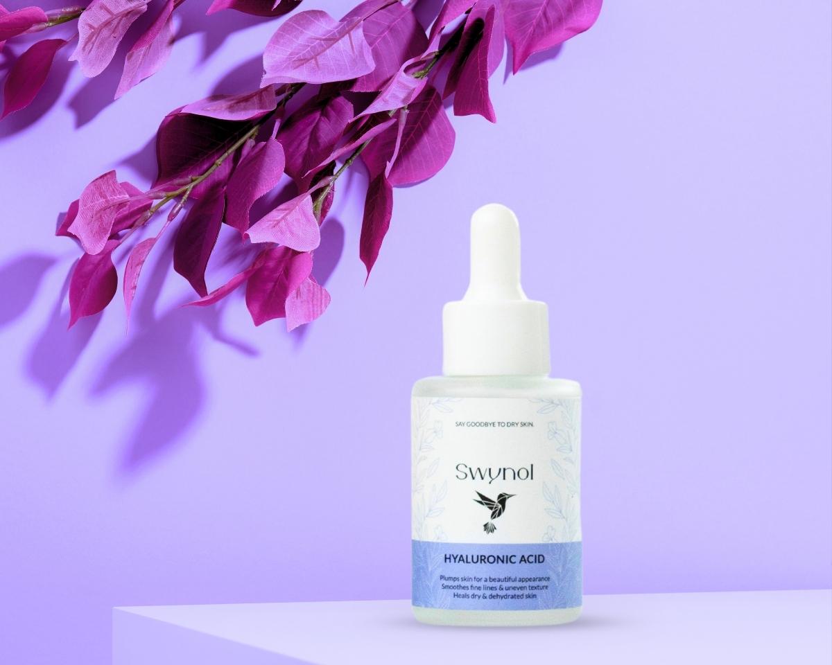 A sleek bottle of Pure Hyaluronic Acid Serum displayed on a clean, minimal background—highlighting its hydrating and skin-plumping skincare formula.