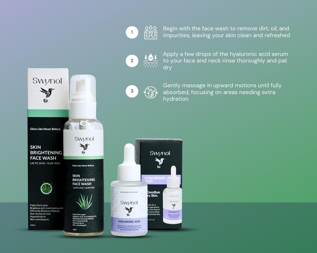 Aqua Surge bundle with face wash and hyaluronic acid serum—hydrates, brightens, and soothes dry, dull, and sensitive skin for a refreshed glow.